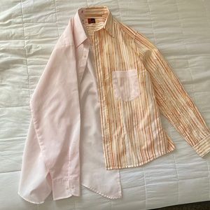 Costume Calvin Klein pink shirt mixed with a curve orange and white.